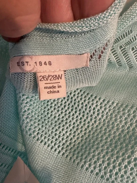 NWT GORGEOUS Seafoam Green Open-Knit Drop-Shoulder Top PLUS: 26/28 #C - Picture 8 of 9